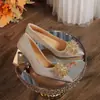 B70-5 Zapatos de Novia Nuevos Zapatos de Boda Corte Bajo Punta Fina Zapatos de Cristal Vestido de Novia Principal Tacones Altos Cómodos Tacón Ancho 32-43