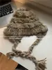 Sombrero de Conejo Hecho a Mano Estilo Japonés, Fresco y Elegante para Mujer, Sombrero de Felpa de Invierno que Hace que la Cara Parezca Más Pequeña, Cálido Sombrero de Pescador con Protección para las Orejas