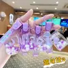 Llavero de Elefante Morado de Cristal con Cuentas de Burbujas de Arena Movediza Colgante Exquisito para Coche Bolso Regalo Pequeño