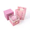 Caja de joyería con lazo, flor de rosa, paño de pulido de plata, certificado, bolso de mano, collar, pulsera, anillo, pendientes (no se vende individualmente)