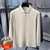 Camiseta de Manga Larga para Hombre Solapa Papá Otoño Invierno Manga Larga Casual Holgada Camisa POLO Capa Base Superior Hombres