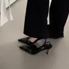 Sandalias de Tacón Alto Cerradas de Punta Fina para Mujer, Nuevo Estilo Verano 2025, Estilo Socialité Sexy, Zapatos Abiertos por Detrás de una Sola Correa, Estilo Chica Rica