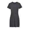 Vestido Feminino Americano Justo de Gola Redonda e Manga Curta, Estilo Básico Ajustado, Mini Vestido Bodycon Esticável e Sexy