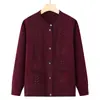 Suéter Cardigan de Vovó para Primavera e Outono, Roupas de Primavera e Outono para Mulheres de Meia-Idade e Idosas, Jaqueta de Tricô de Mãe, Exportação de Comércio Exterior para Idosos Transfronteiriça