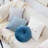 Funda de almohada nórdica sencilla y lujosa de pata de gallo azul, cojín para sofá, sala de estar, moderna, mesita de noche, a cuadros, redonda, para casa de familia