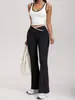 Pantalones de Yoga, Ajustados, de Secado Rápido, Ligeramente Acampanados, Pantalones de Pierna Ancha de Cintura Alta Cruzados, Hermoso Top sin Mangas para Espalda, Conjunto de Yoga para Fitness, Transpirable y de Secado Rápido