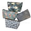 Bolsa de cosméticos mediana impermeable, estilo coreano, con estampado geométrico de dibujos animados y flores, bolsa de lavado portátil