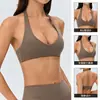 Sujetador deportivo cruzado para mujer con cuello halter y almohadillas extraíbles en el pecho, ropa de fitness, ropa interior ajustada para correr, yoga, Pilates