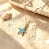 Conjunto de Joyería de Estrella de Mar Turquesa Estilo Resort Costero Cadena para Clavícula de Nicho Ins Pendientes Pulsera Tobillera Conjunto de Cuatro Piezas