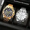 Venta al por mayor de fábrica comercio exterior explosiones mesa vidrio azul reloj de hombre banda de acero reloj de cuarzo escala digital reloj de tres ojos