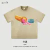 Camiseta Masculina de Manga Curta Estampada Original Retro Americana Transfronteiriça Solta High Street Moderna Versátil Peso Pesado Gola Redonda