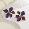 Brincos Populares Europeus e Americanos com Flor de Gotejamento de Óleo para Mulheres, Elegantes, de Alta Qualidade, Simples e Atacado de Brincos