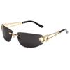 Gafas de sol con accesorios de doble corazón personalizados transfronterizos 2023, gafas de sol de metal sin marco con forma de corazón de celebridades de Internet personalizadas europeas y americanas para mujeres