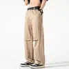 Calças Cargo Masculinas Largas de Perna Reta Estilo High Street Americano Casual Outdoor Montanha Funcionais Táticas de Paraquedista Calças Casuais Masculinas