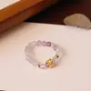 Anillo de Cristal Natural Elástico Moda Nacional Nuevo Diseño Chino Cuerda Elástica con Cuentas Anillo de Cristal Anillo de Temperamento Venta al por Mayor