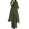 Traje deportivo casual de algodón y lino de talla grande para verano 2025 europeo y americano, conjunto de dos piezas suelto de top y pantalones del sudeste asiático para mujer