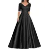Vestido de Noche Formal Europeo y Americano Comercio Exterior Vestido Largo Formal de Noche Aplique de Encaje Vestido de Graduación Manga Corta Vestido para Madrina de Boda Mujer