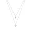 Collar Cruz de Doble Capa con Microincrustaciones de Circonia Estilo Coreano para Mujer, Lujo Ligero, Elegante y de Alta Gama, Accesorio de Cadena para Clavícula