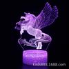 Kaixing transfronterizo dedicado a la luz nocturna LED 3D de la serie Unicornio, colorida, táctil, control remoto, regalos creativos, lámpara de mesa 3D
