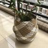 099-112 Cesta plegable estilo pastoral, tejida con hierba marina, maceta decorativa, cesta para ropa sucia, asa, bolsa de almacenamiento de cosméticos para orquídeas