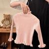 [em estoque Coreia do Sul roupa infantil camisa de fundo infantil outono 2025 meninas cor sólida orelha de madeira malha manga longa feminino estilo ocidental
