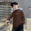 Camisa de base de veludo infantil outono e inverno meninos e meninas camiseta meia gola alta média e grande infantil forrado de lã desenho animado quente estampado top