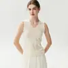 Camisola de cachemir tejida con encaje ondulado y escote en V para mujer, versátil, elegante, ajustada, color liso, capa base simple