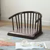 Assento Tatami Encosto de Madeira Maciça Cadeira de Meditação Sem Pés Cadeira Redonda Cama Canto de Janela Cadeira de Chá com Braços Cadeira Japonesa Washitsu