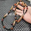 Colar de Ágata Dzi Jade Preto e Branco Ágata Vermelha Nove Olhos Três Olhos Seis Olhos Dente de Tigre Dzi Corrente de Suéter Corrente de Contas de Jade