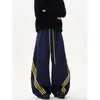 Pantalones Jogger Rayados de Pierna Ancha Talla Grande 150 kg Unisex Otoño/Invierno 2026 Delgados de Cintura Alta Corte Relajado