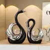Nuevos Adornos de Cisne para Pareja de Aspecto Elevado Decoraciones Modernas de Lujo Ligero para Entrada del Hogar Sala de Estar Gabinete de Vino Gabinete de TV