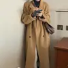 Casaco de lã feminino 2026 inverno novo estilo coreano comprimento médio petite cinza casaco de lã cashmere dupla face