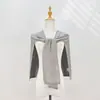 Chal de punto de color liso para mujer, mezcla de seda y lana, capa grande en forma de T para primavera y otoño, para habitaciones con aire acondicionado, chal pequeño gris claro