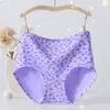 Ropa Interior de Algodón Puro para Mujer, de Cintura Alta, Estampado Floral, Cómodas y Transpirables Bragas Triángulo para Mujeres de Mediana Edad, Comercio Transfronterizo
