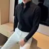 Camisa guapo de alta gama para hombre, corte slim, casual de negocios, ropa formal, traje juvenil, camisa blanca negra, manga larga, ropa interior