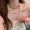 Collar de color con incrustaciones de diamantes para mujer, cadena de clavícula de nicho de lujo, simple y ligera, diseño de alta calidad, elegante cadena para el cuello.