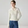 Novo Suéter Feminino 2026 em Pura Caxemira com Capuz, Meio Zíper, Design com Costura Vertical, Modelagem Justa, Moletom Tricotado, Suéter Casual