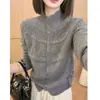 Suéter de tricô com gola alta texturizada em crochê, cor vermelha de Ano Novo, para mulheres, outono e inverno, solto, casual, de alta qualidade, macio e aconchegante, estilo casaco