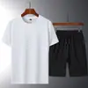 Traje de Color Sólido de Algodón con Mangas Cortas para Hombre, Delgado de Verano, Transpirable, Shorts de Manga Corta con Sensación Fresca, Conjunto Casual de Dos Piezas para Deporte