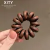 Elástico de Cabelo Estilo Cordão de Telefone com Estampa de Leopardo Retrô para Mulheres, Prendedor de Rabo de Cavalo Simples Sem Costura, Acessório de Cabelo Versátil para o Dia a Dia com Alta Elasticidade
