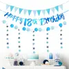 Banner de Cumpleaños Brillante con Números y Letras, Banner Redondo de Lentejuelas, Banner Cosido, Banner Cosido de Estrella de Cinco Puntas, Banner Triangular