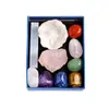 Caixa de Conjunto de Pedras Brutas de Cristal dos 7 Chakras Bloco de Ametista Ágata Marroquina Geodo Gesso Transparente Pedra de Yoga Atacado