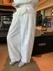 Venta de Liquidación, Sin Devoluciones ni Cambios, Estilo Coreano Primavera/Verano Simple Deportivo Ligero Pantalones Casuales de Pierna Recta con Cordón y Microplisado para Mujer 80118