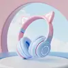 Auriculares Bluetooth Luminosos con Gradiente Explosivo Auriculares con Orejas de Gato BT035 Auriculares para Transmisiones de E-Sports y Juegos