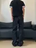 Pantalones vaqueros negros acampanados bordados con patrón retro americano, marca de moda, alta gama, corte ajustado, pantalones casuales de pierna recta