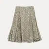 Falda de Lunares Franceses Primavera 2026 para Mujer Cintura Alta Corte A Dobladillo Fruncido Fluida y Elegante Color Albaricoque Falda de Longitud Media Adelgazante