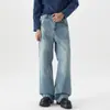Fengshe Roupa Masculina / Jeans Reto Lavado Vintage para Homens, Azul Largo Casual Tendência Versátil Calça Longa