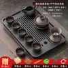 Juego Completo de Tetera de Arcilla Púrpura Kung Fu con Tetera, Gaiwan, Tazas de Té, Porcelana Oro Negro, Bandeja de Té de Doble Propósito, Juego Pequeño para Uso en Casa