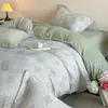 Juego de Ropa de Cama Jacquard de Felpa de Leche Chenilla de Alta Gama de Cuatro Piezas para Otoño e Invierno, Sábana Bajera Gruesa Cálida, Funda Nórdica, Ropa de Cama para Dormitorio Principal 4