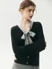 Intelectual e elegante~Novo cardigã de caxemira outono e inverno para mulheres, com design fluido, suéter de tricô, cardigã curto e peça de outer wear